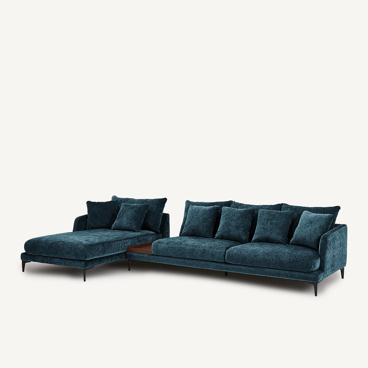 Poggiapiedi in misto velluto, MODERNISTE, design di Emmanuel Gallina iris nero, AM.PM X EMMANUEL GALLINA