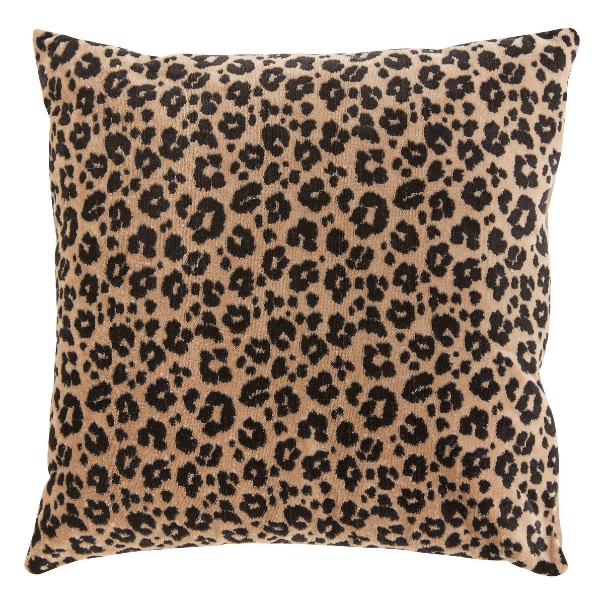 Coussin déhoussable en velours LYNRA noir zèbre, ATMOSPHERA