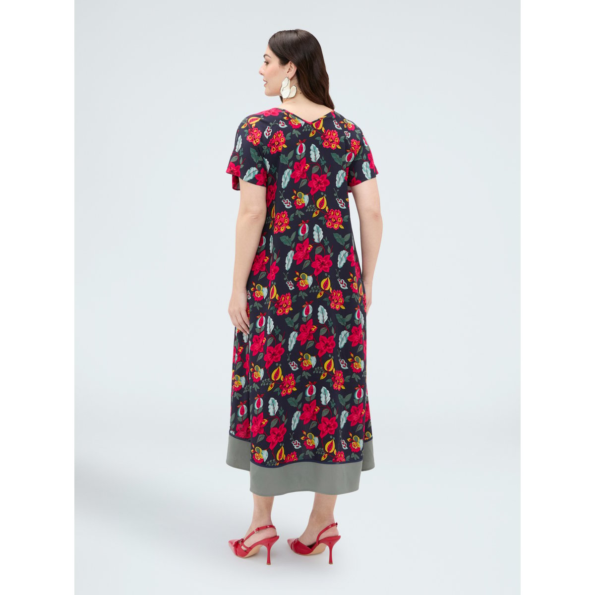 Robe longue à imprimé fleuri bleu, FIORELLA RUBINO