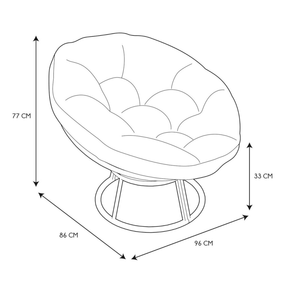 Fauteuil D'extérieur Avec Coussin Noir noir, DECORATIE