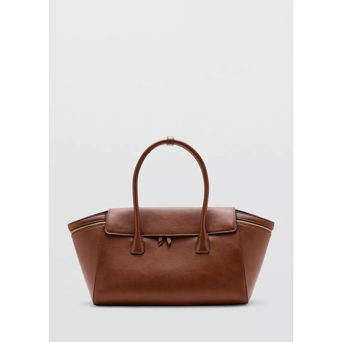 Sac bowling fermetures éclair marron moyen, MANGO
