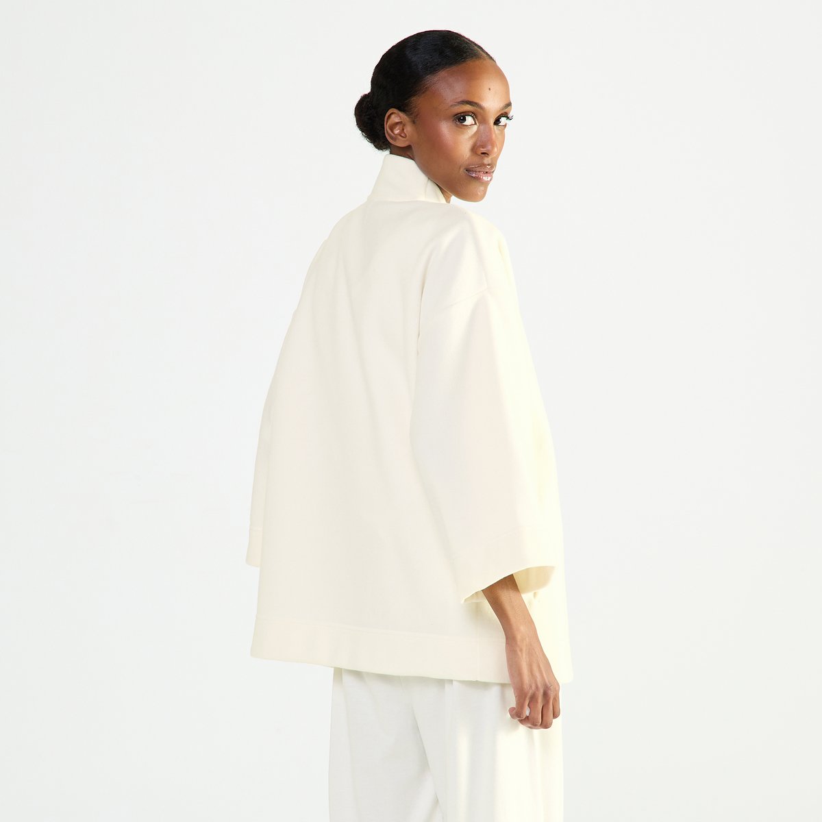 Poncho col kimono en polaire SILENCE lait, LAURENCE TAVERNIER
