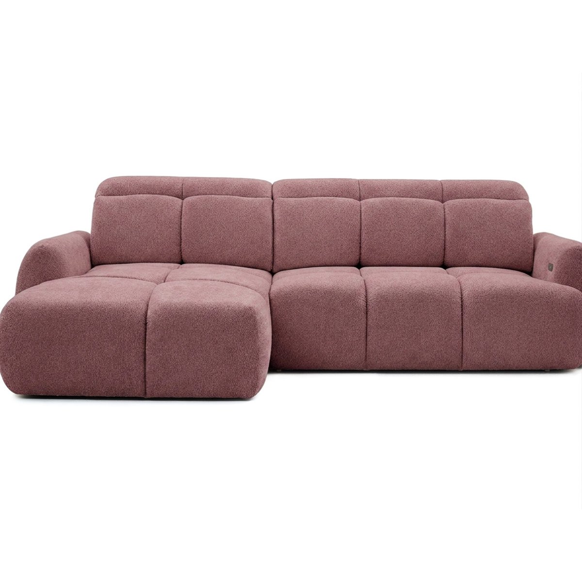 Canapé d'angle convertible 3 places en tissu chenille, RUBY rouge, BOBOCHIC