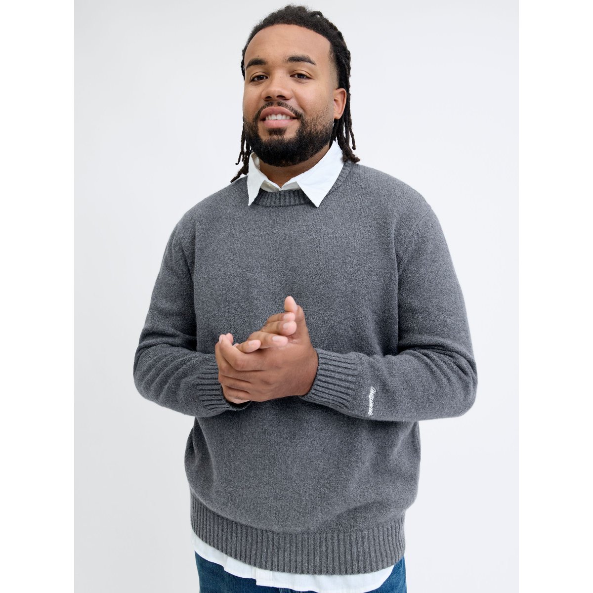 Pull En Maille dark grey melange, JACK & JONES