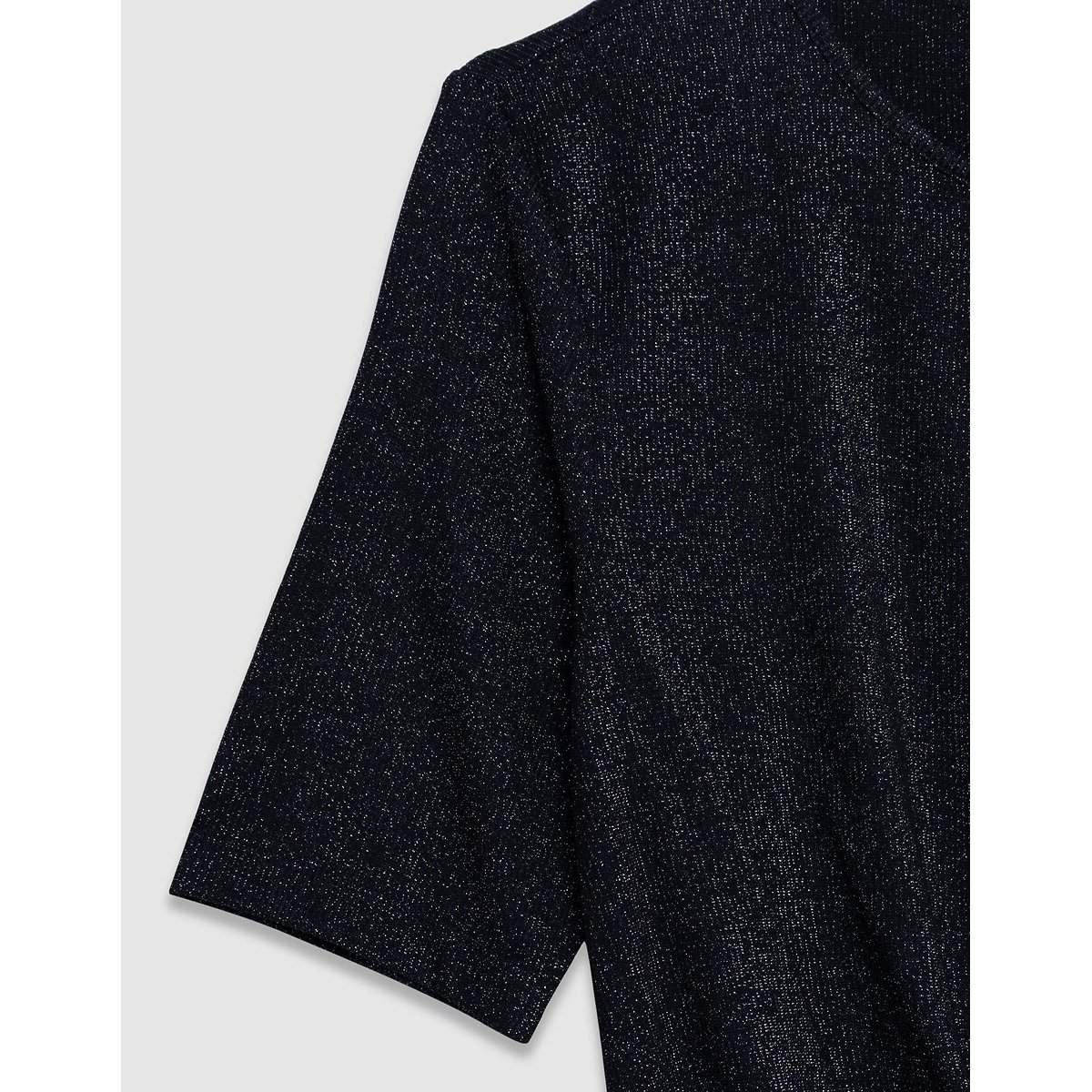 Short Sleeve Iridescent Draped T-Shirt with Crew Neck black, IKKS