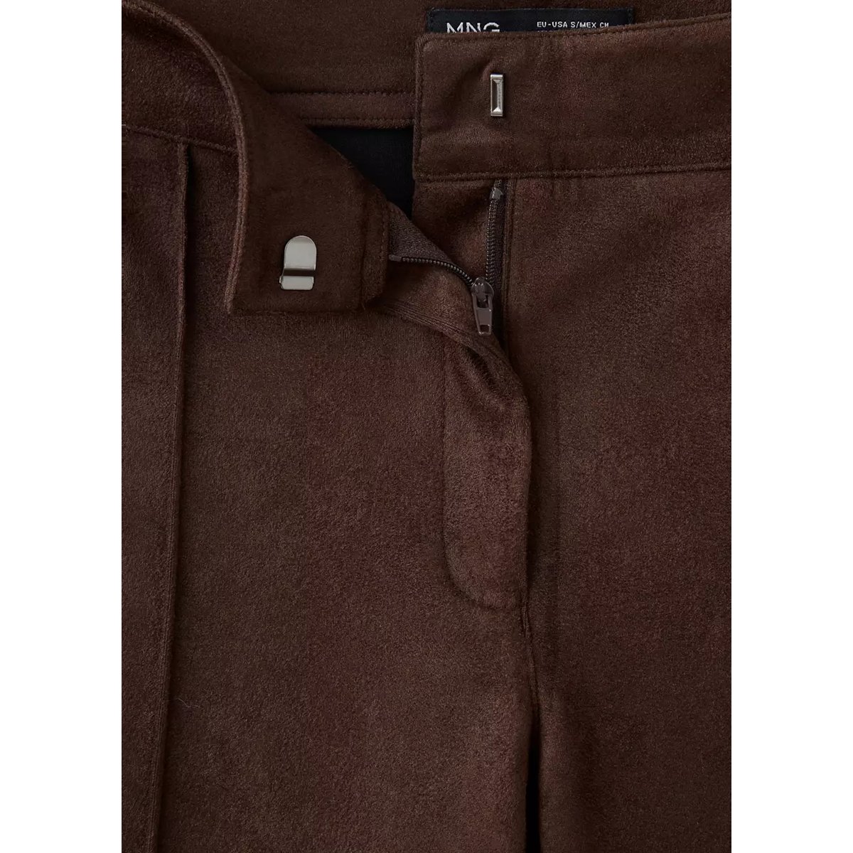 Pantalon suédine coutures marron, MANGO