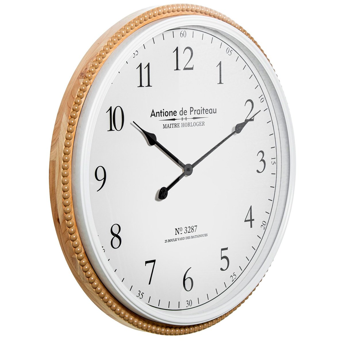 Grande horloge murale bois 65x65x6.5cm bois, WADIGA