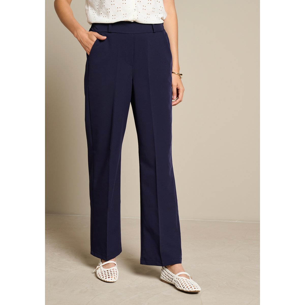 Pantalon droit élégant bleu marine, LOLALIZA