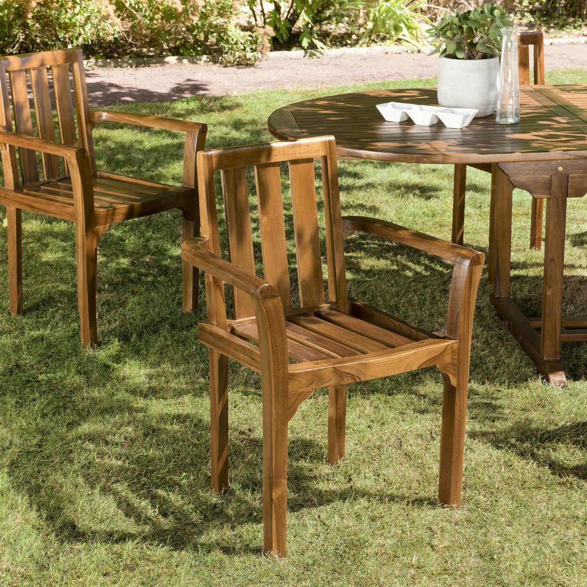 Fauteuil de jardin en teck huilé (lot de 2) MACAO bois naturel, PIER IMPORT