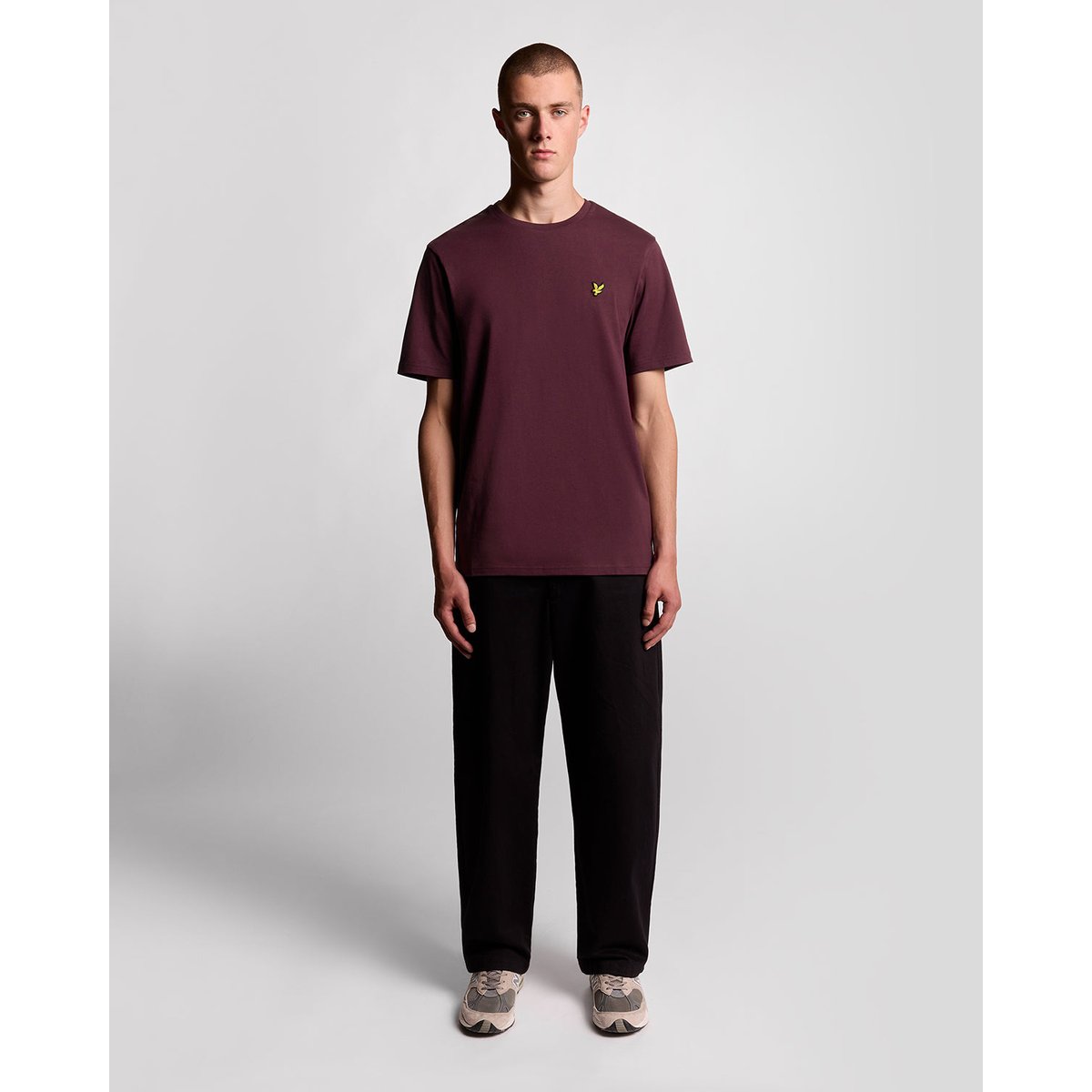 T-shirt en coton col rond rouge bordeaux, LYLE & SCOTT
