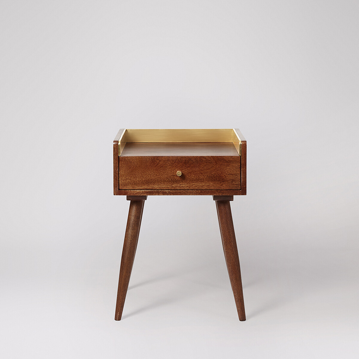 Fresco Mango Wood 1 Drawer Side Table dark brown, SWOON