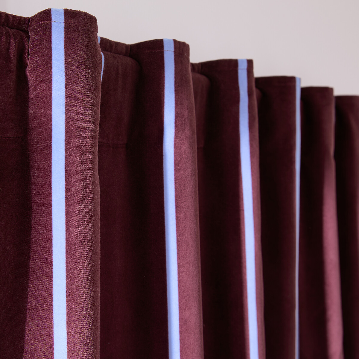 Rideau tamisant, rayé, en velours, avec pattes cachées, MADO bordeaux/bleu, LA REDOUTE INTERIEURS
