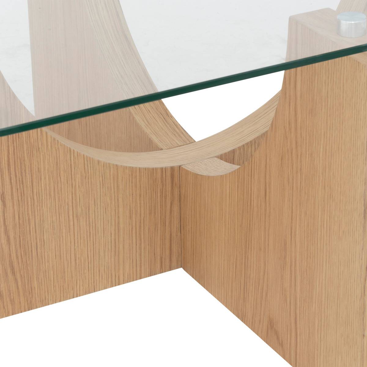 Table basse carrée en bois et verre ETINI miel, ATMOSPHERA