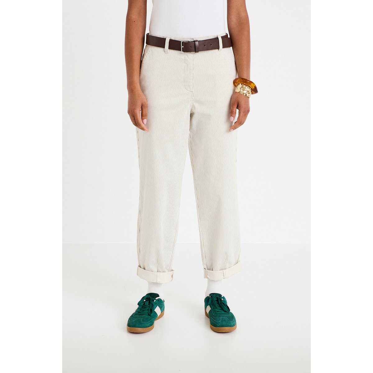 Pantalon chino 7/8ème taille élastiquée blanc, CACHE CACHE