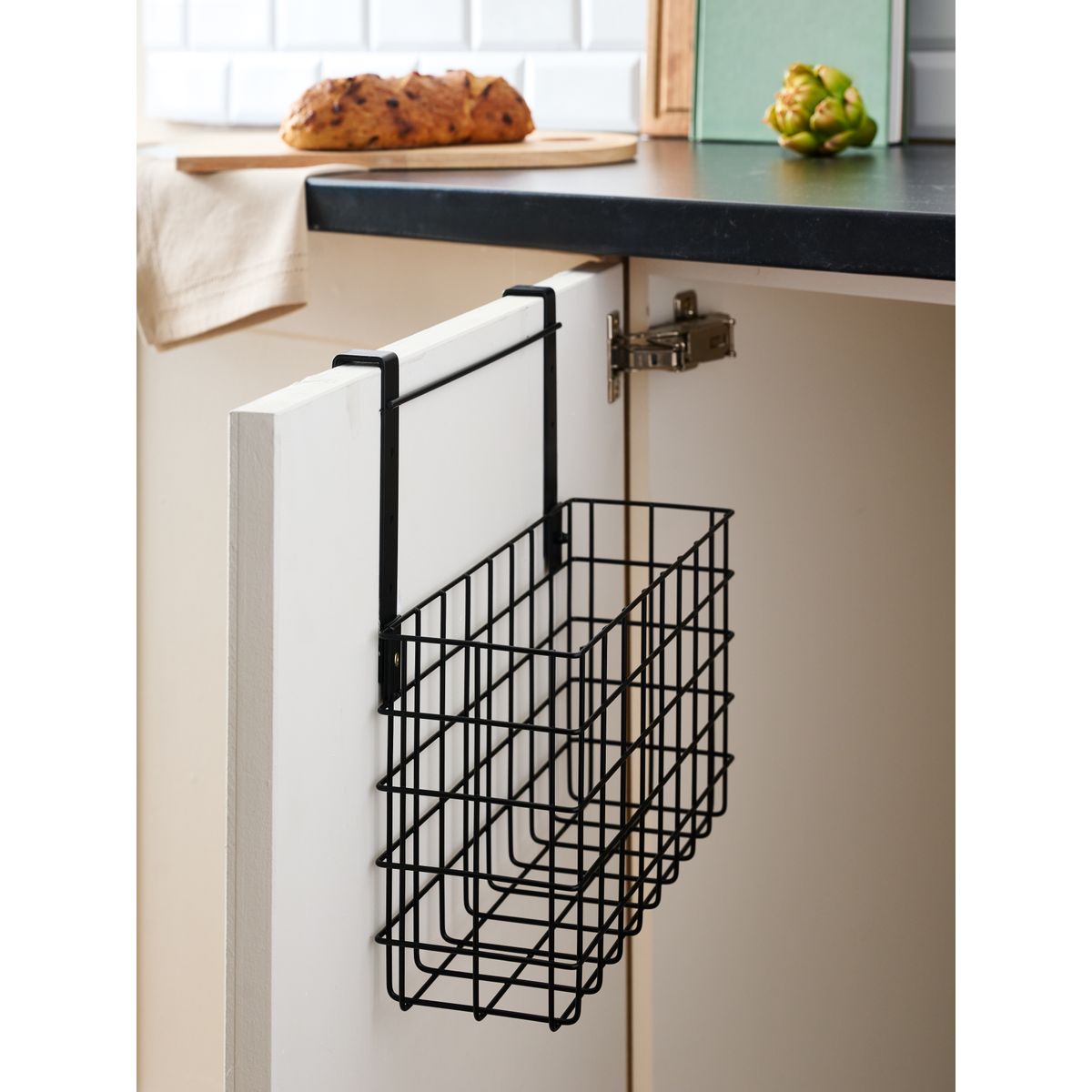 Panier rangement dessus de porte fil fer noir, NEXT