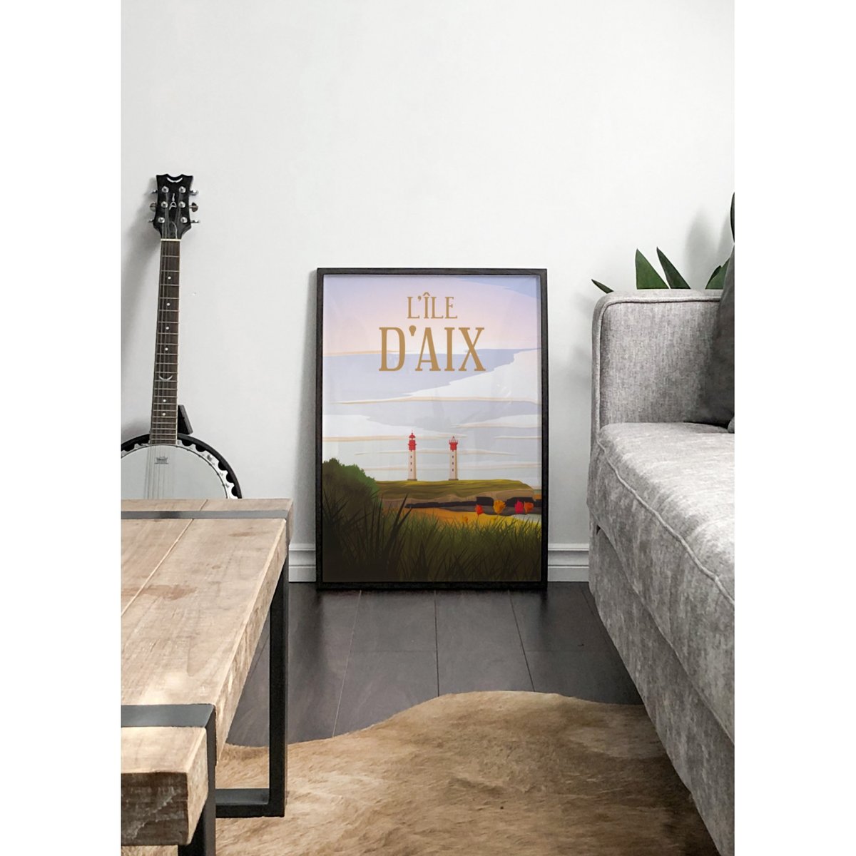 Affiche ville Île d'Aix blanc, L'AFFICHERIE