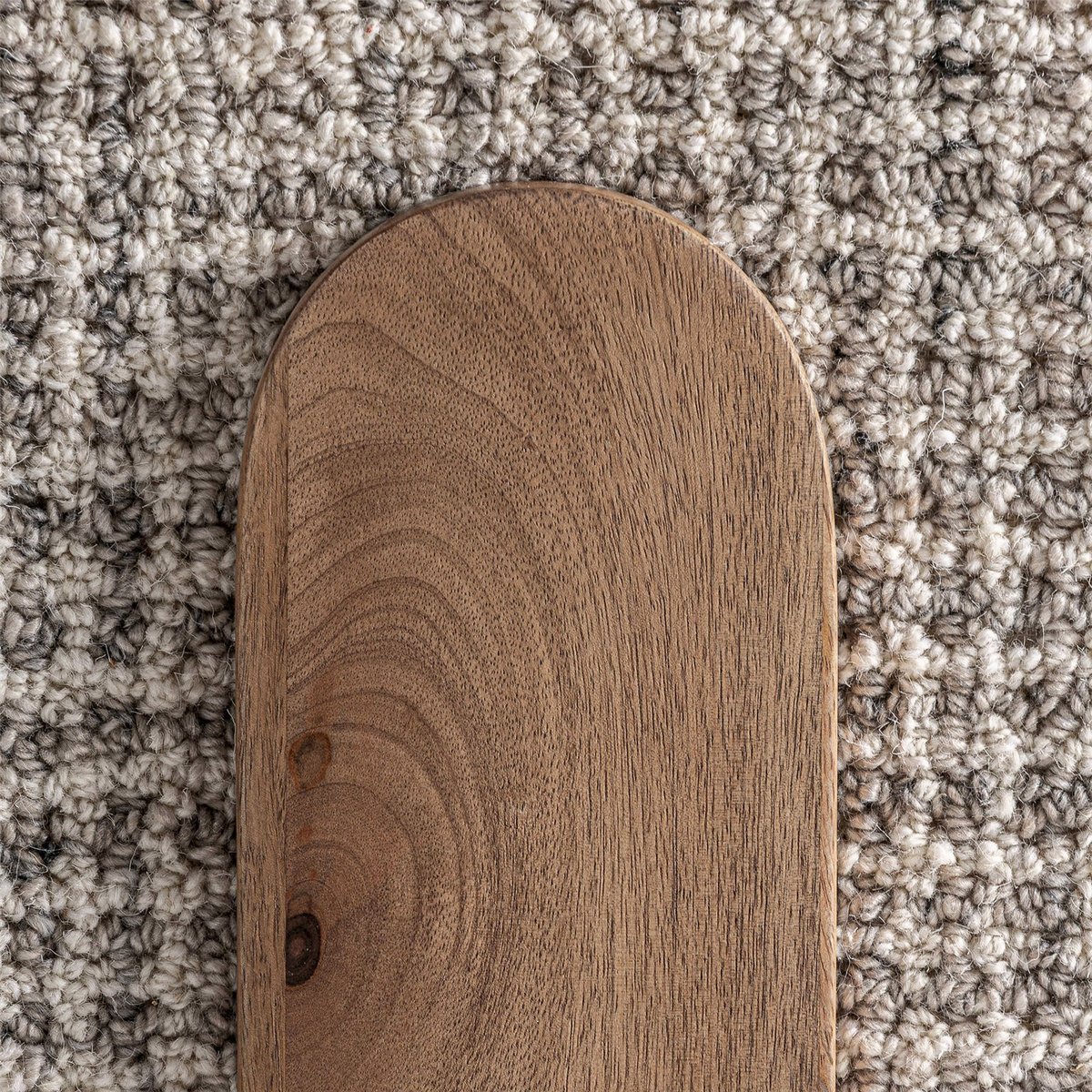 Banquette bout de lit en laine beige et bois marron, RECOLLECTION