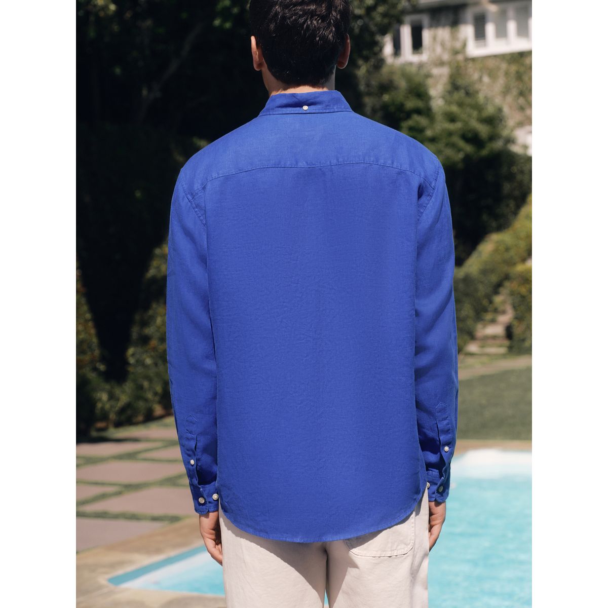 Chemise lin signature bleu, NEXT