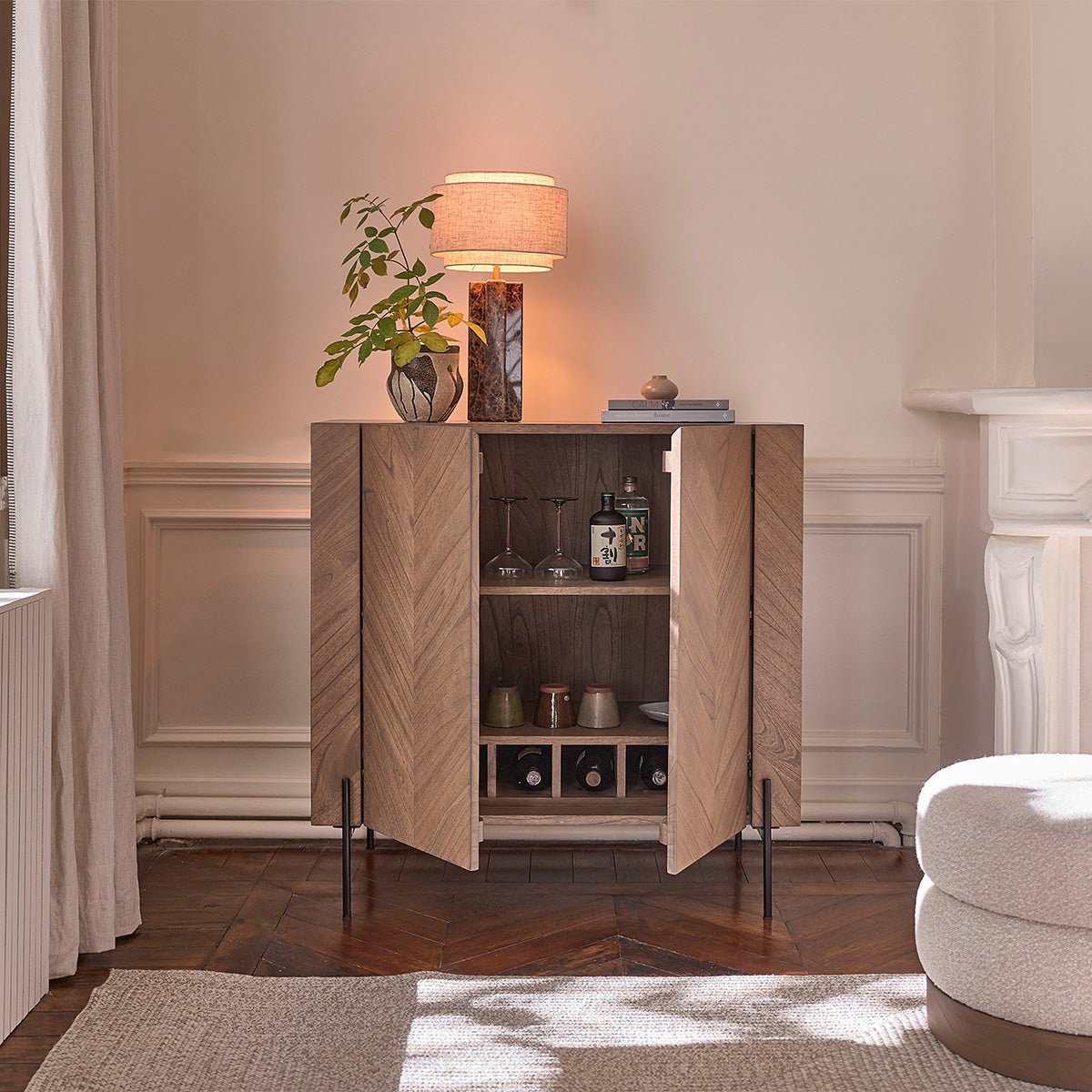 Bar en bois massif et métal 100 cm  CALIX marron, BERAH GETAH