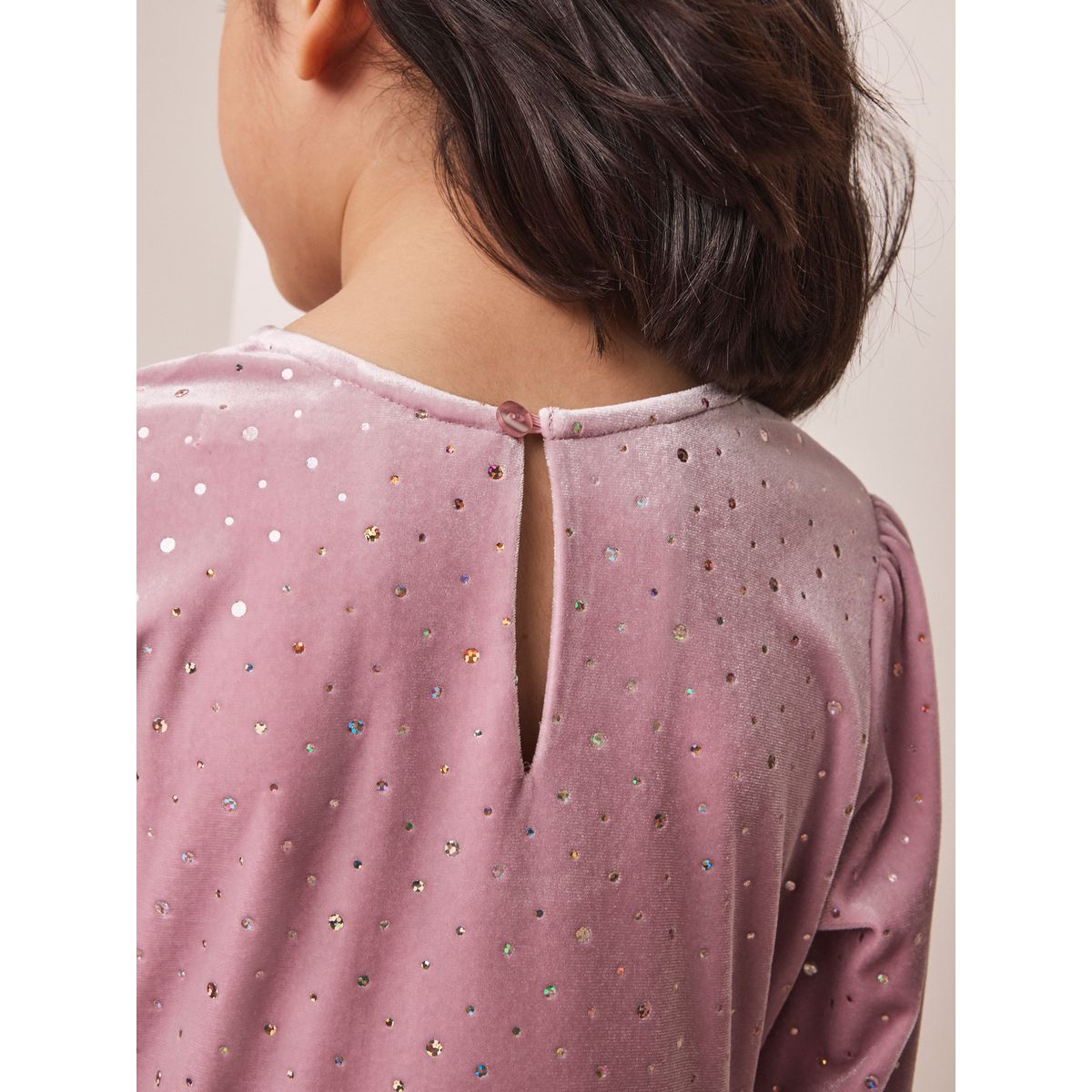 Robe scintillante en velours manches longues rose, NEXT
