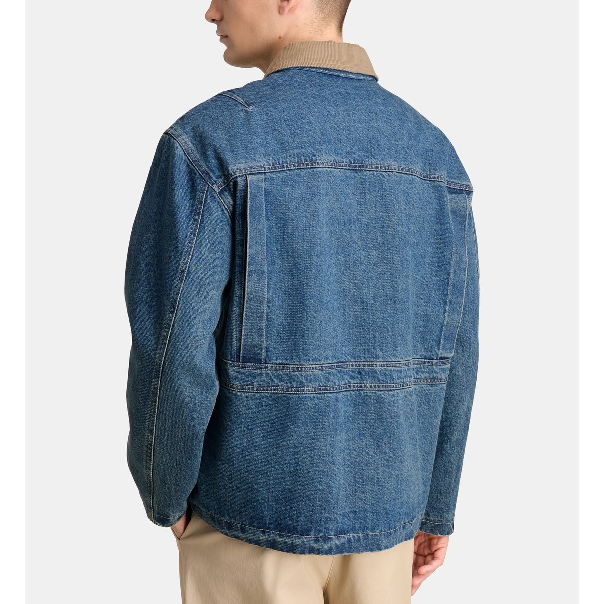 Veste droite torkim col velours coton denim bleu jean, GALERIES LAFAYETTE