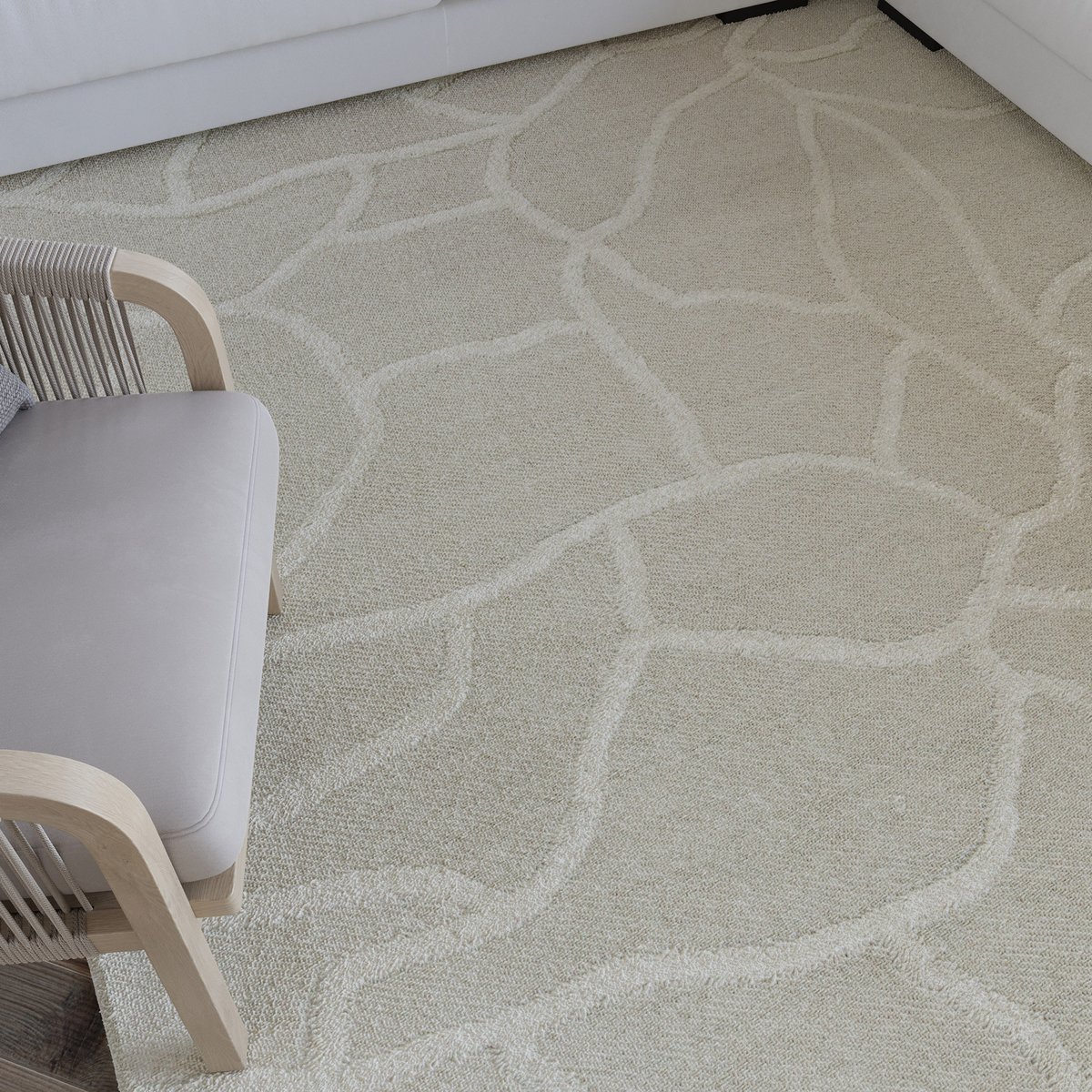 Tapis moderne à motifs organiques , Hamptons TWENTYSIX blanc crème, WECON HOME