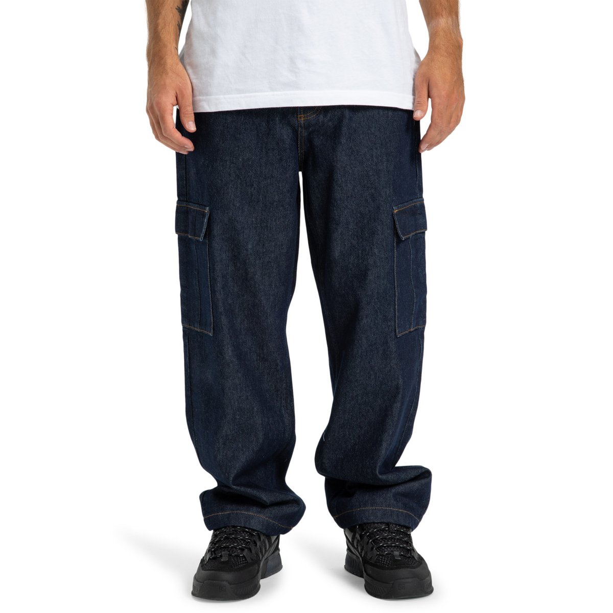 Jean en denim WORKER BAGGY DENIM CARGO RIR. bleu dark denim, DC SHOES