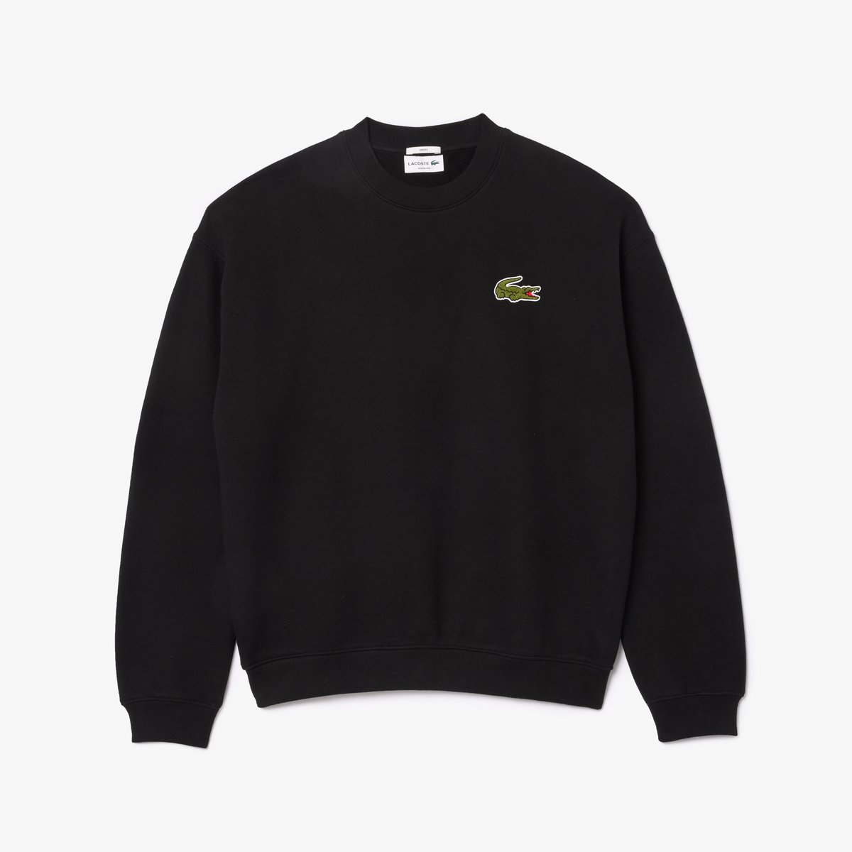 Sweatshirt loose fit molleton avec badge noir-031, LACOSTE