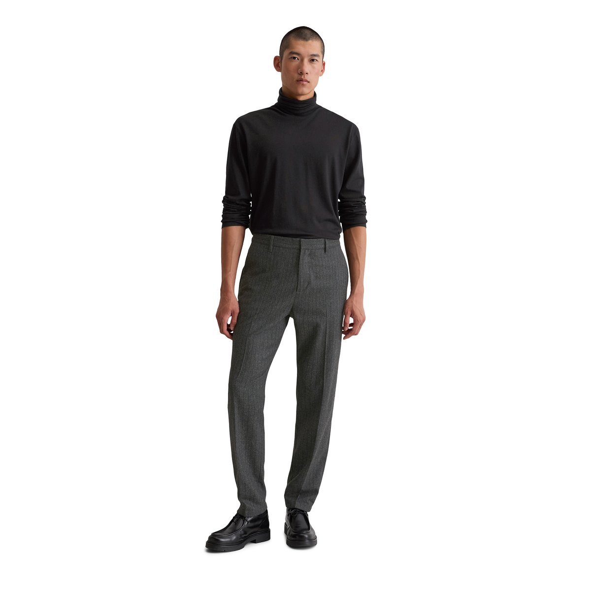 Pantalon modèle Belsbo relaxed en laine Tech douce noir, MARC O'POLO