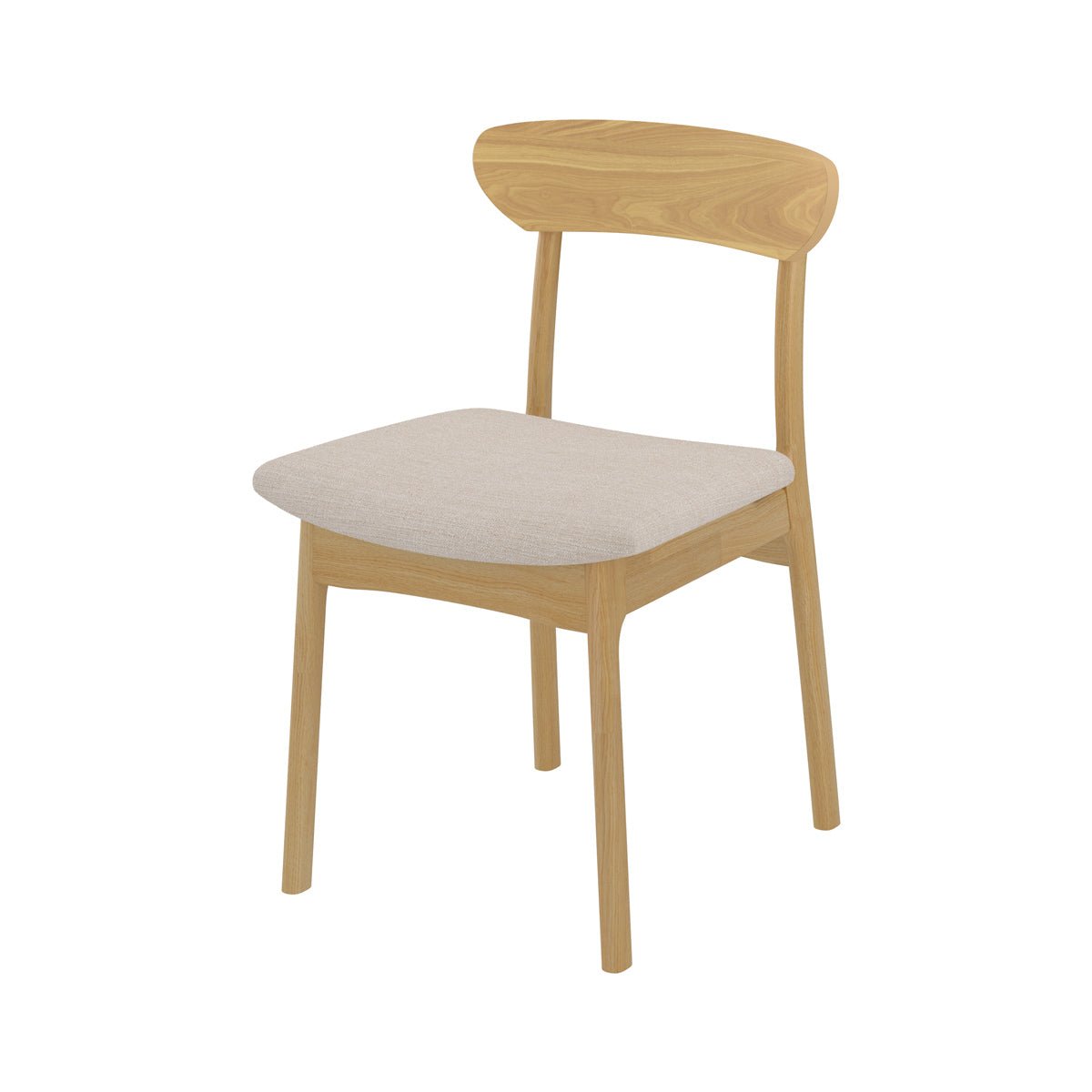 Lot de 2 chaises en tissu - LANA beige et bois clair, MAISON PAVANE