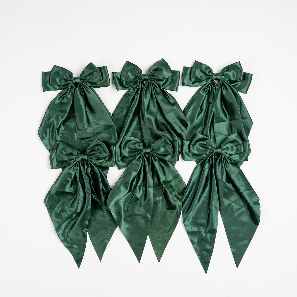 Set of 6 19cm Clip-on Satin Bows in Green green, SO'HOME