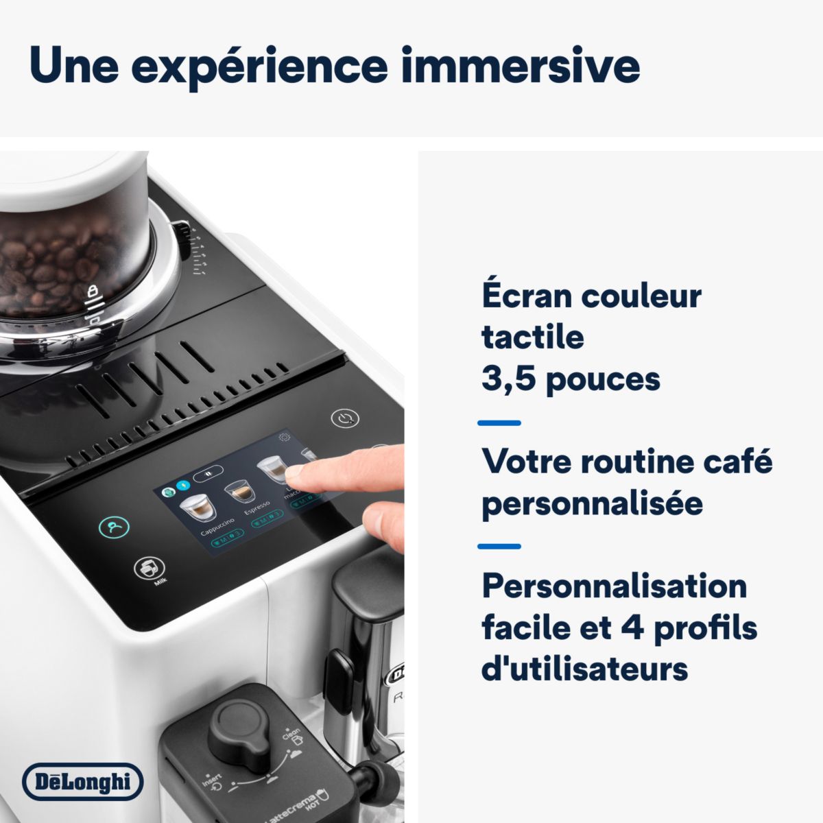 Expresso Broyeur FEB4455.W Rivelia Latte Blanche couleur unique, DELONGHI