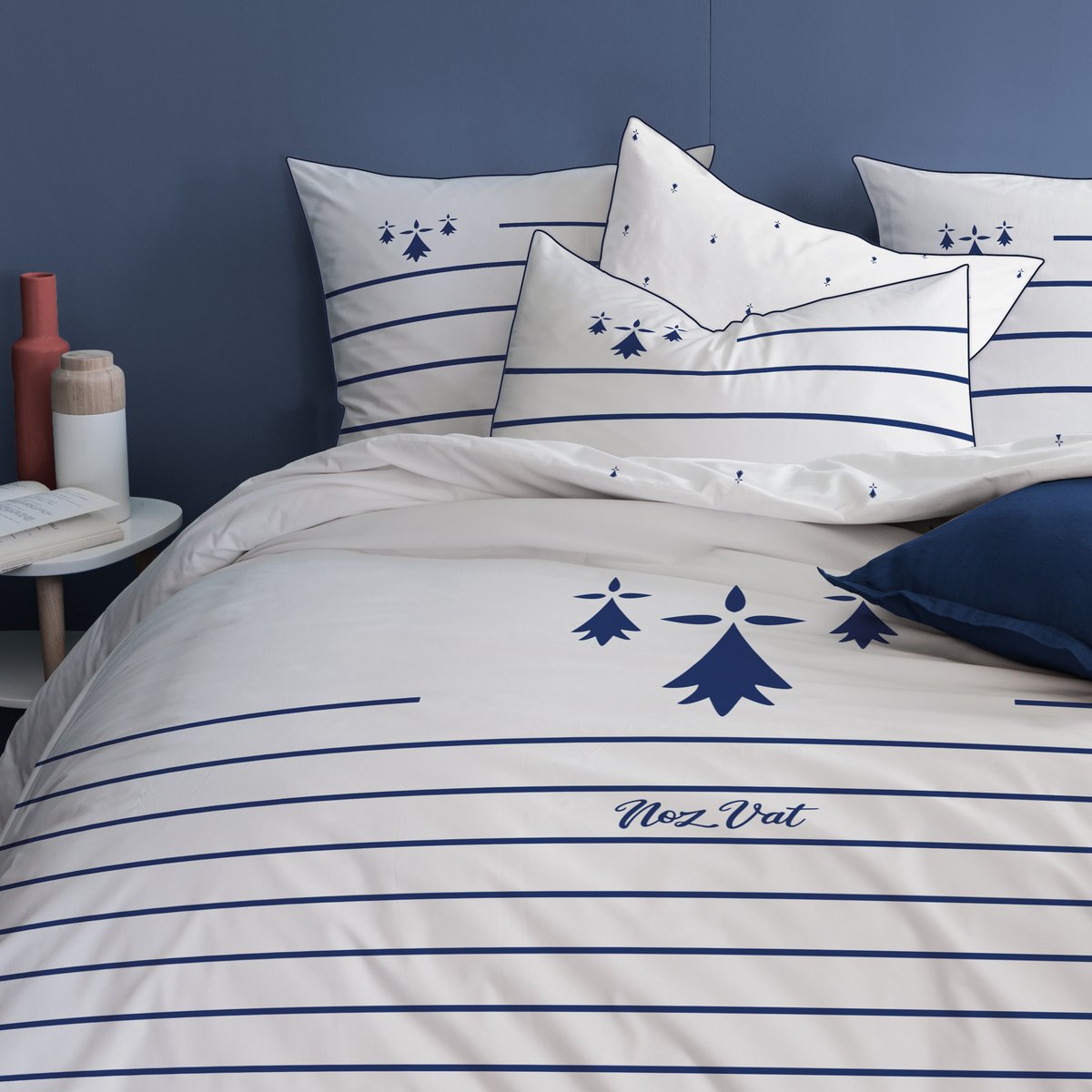 Parure de lit imprimée 100% coton, Bretagne BREIZH blanc, MATT ET ROSE