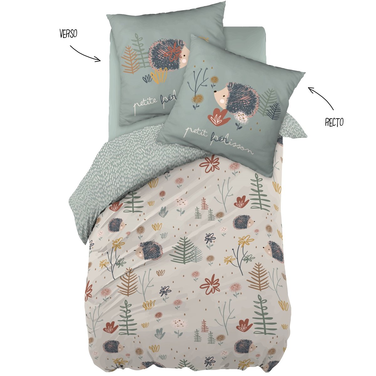 Parure Housse de couette Polisson le herisson bleu, EDEN