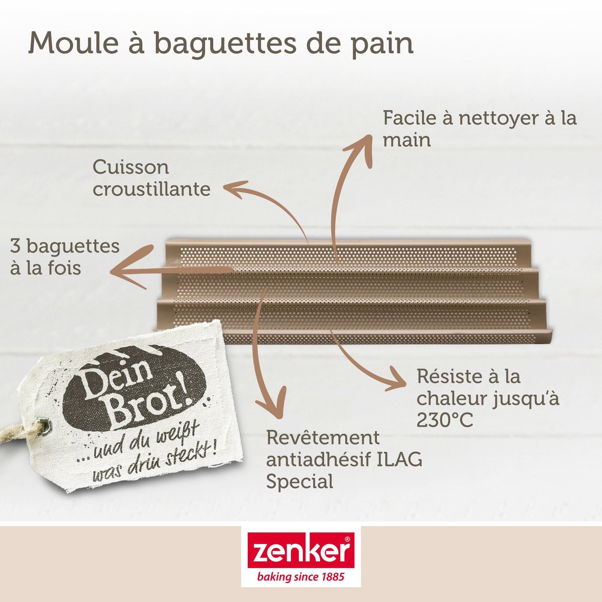 Moule à baguette 3 empreintes MOJAVE GOLD or, ZENKER