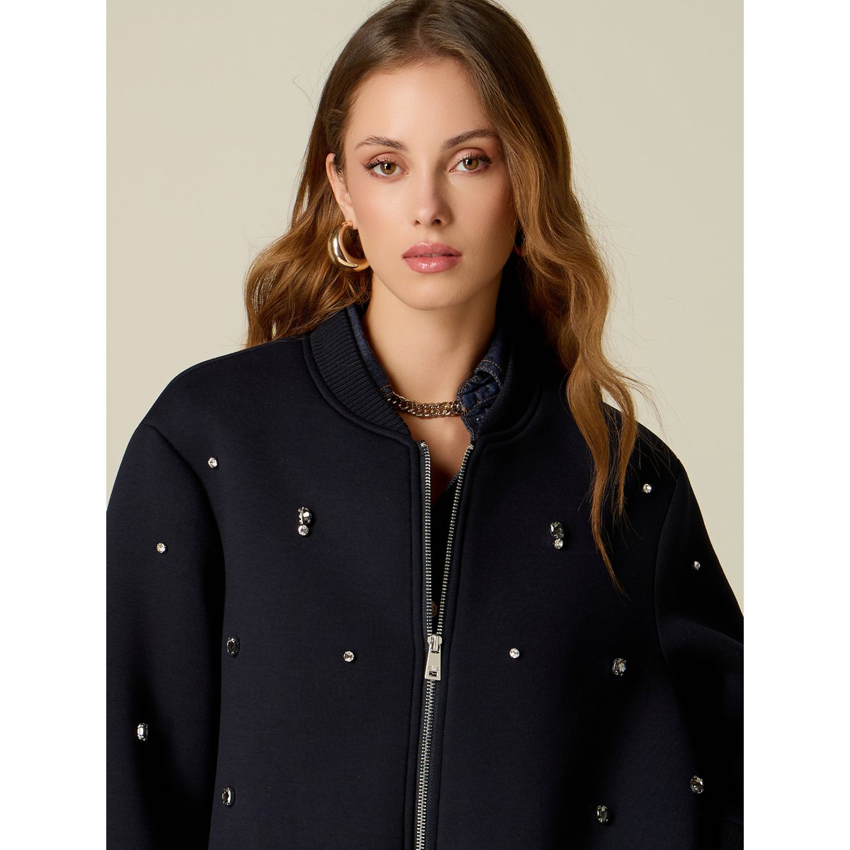 Blouson bomber avec chatons bleu, OLTRE