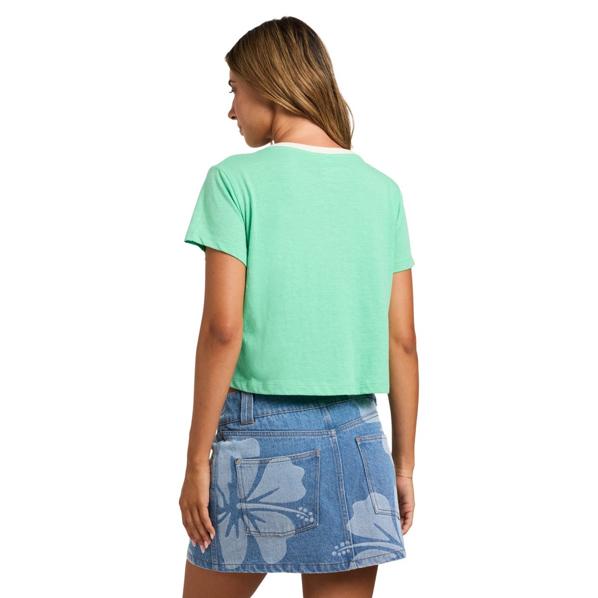 T-Shirt, manches courtes, col rond, Floral. vert katydid, ROXY