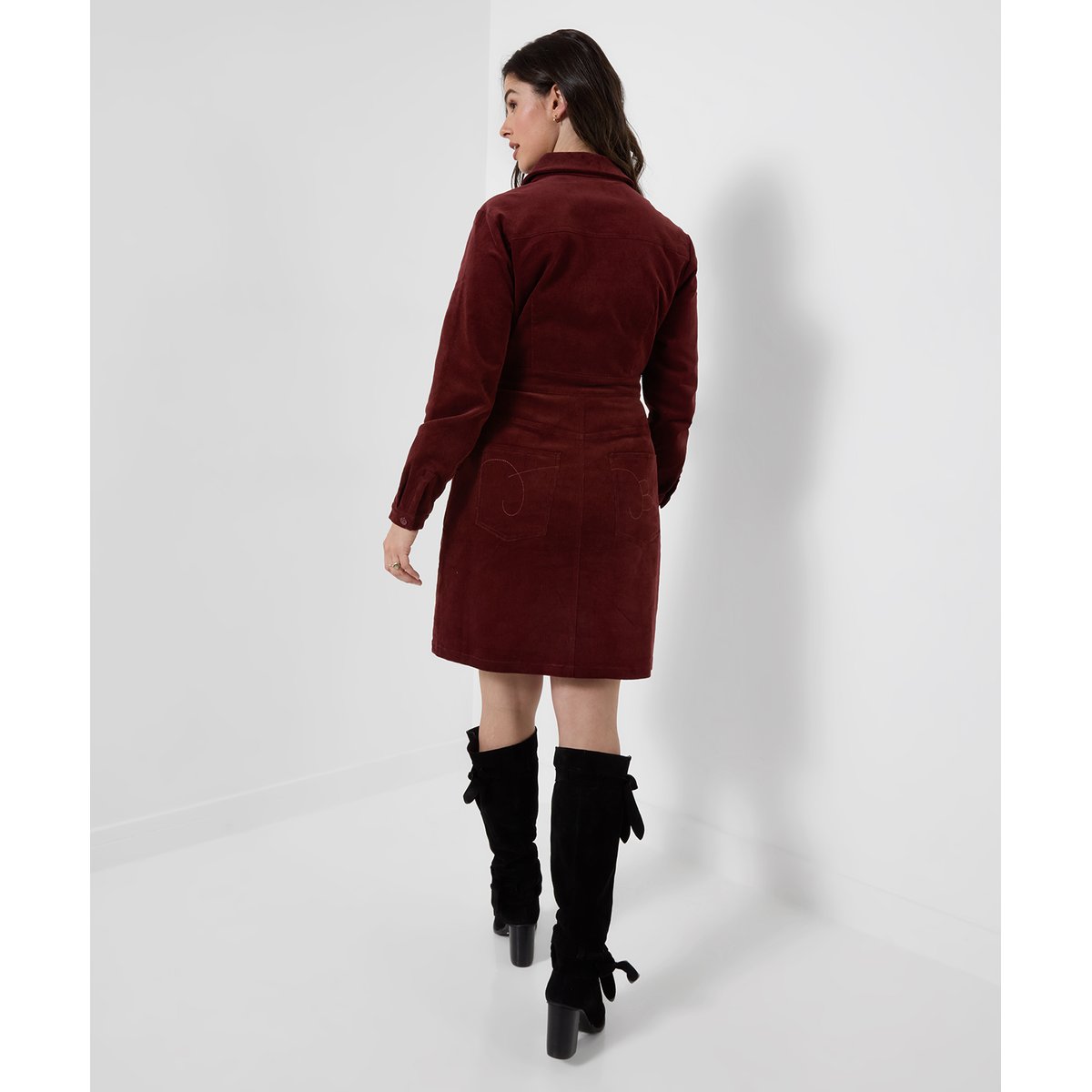 Robe en Velours Côtelé Zippée Devant Betsy rouge, JOE BROWNS
