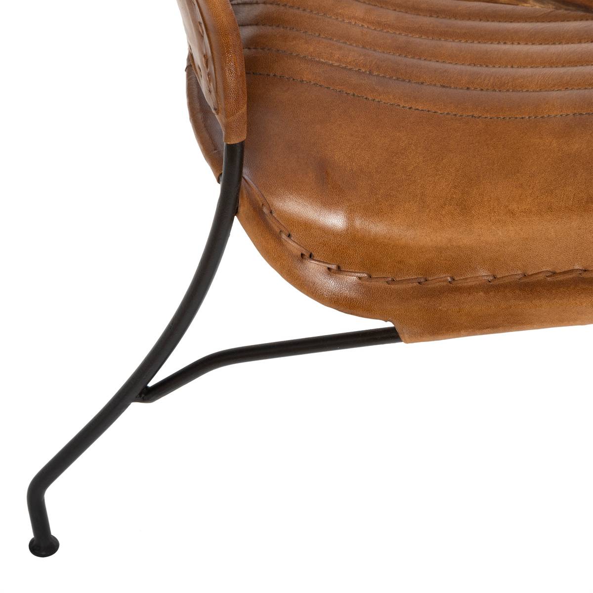 Fauteuil en cuir cognac structure métal HOPER marron, ATMOSPHERA