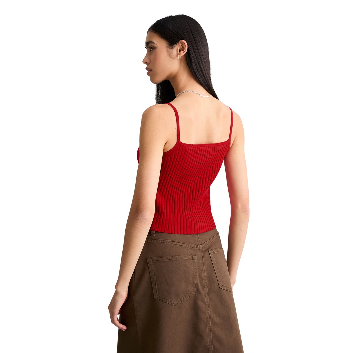 Top en maille fine slim en LENZING™ ECOVERO™ rouge clair, MARC O’POLO DENIM