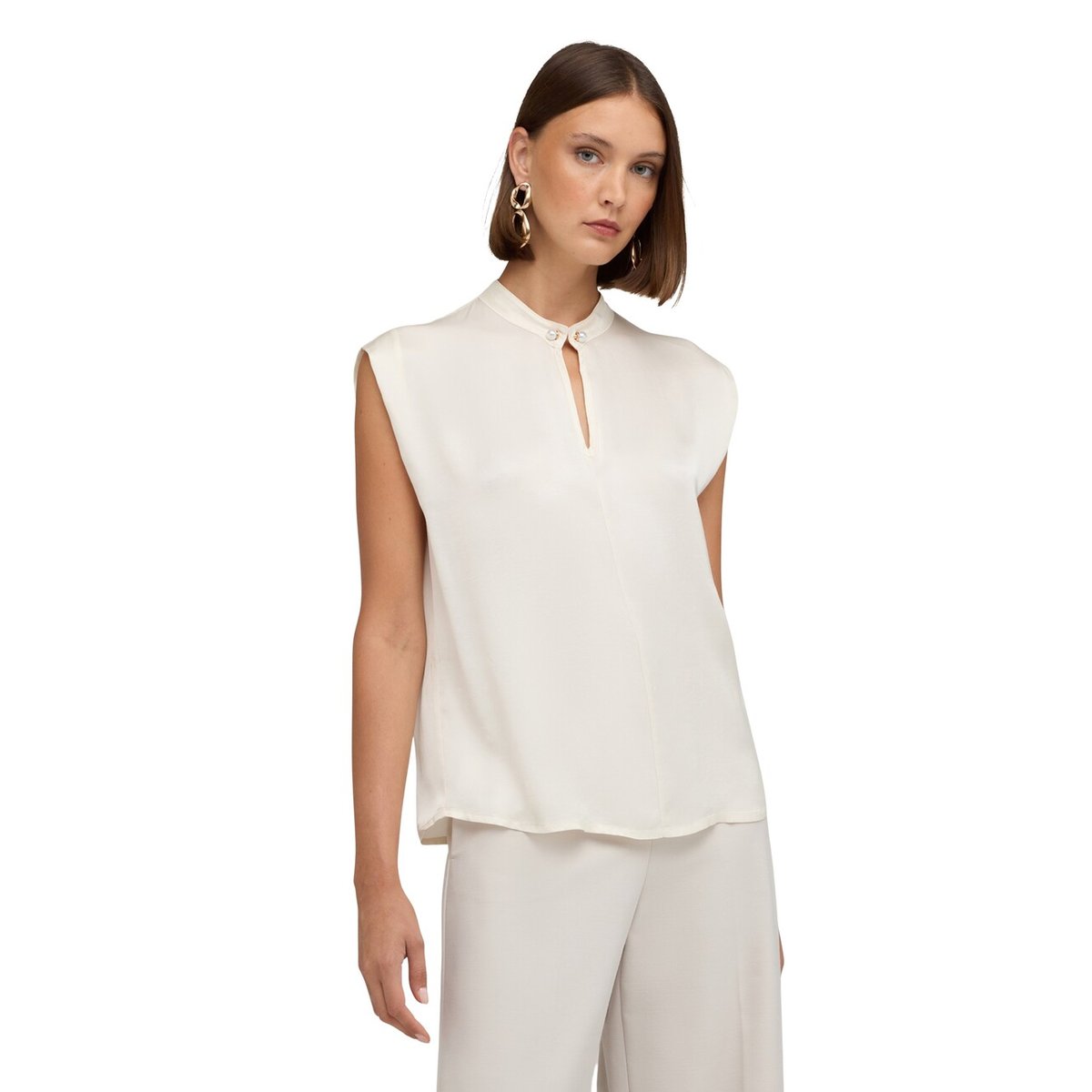 Blouse avec col mao blanc, MOTIVI