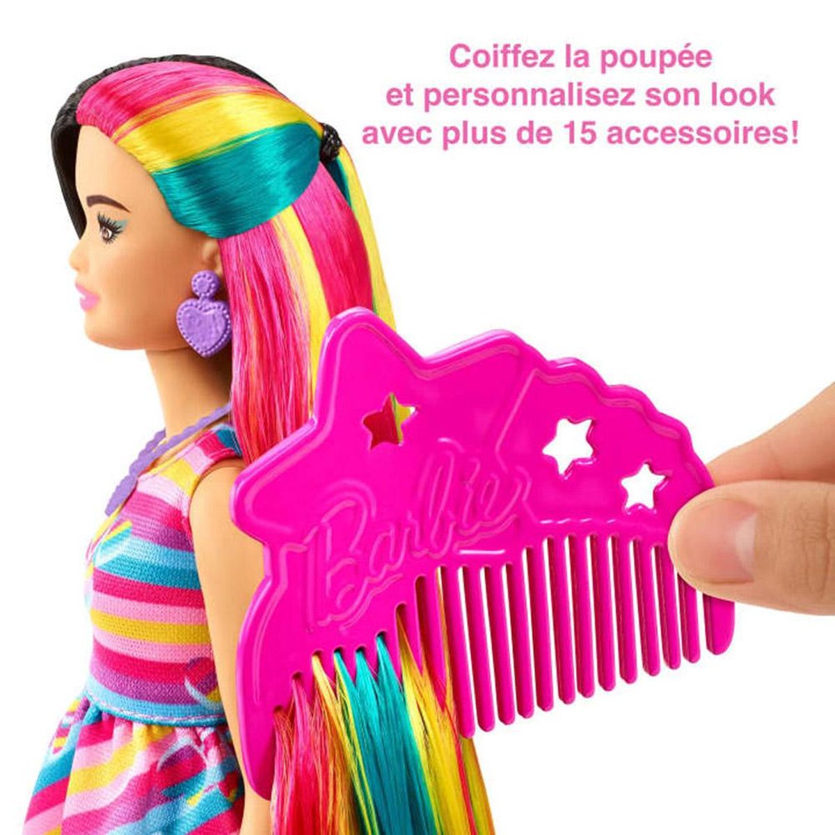 Barbie - ultra chevelure 3 thème cœurs - poupée mannequin - 3 ans et + multicolore, BARBIE