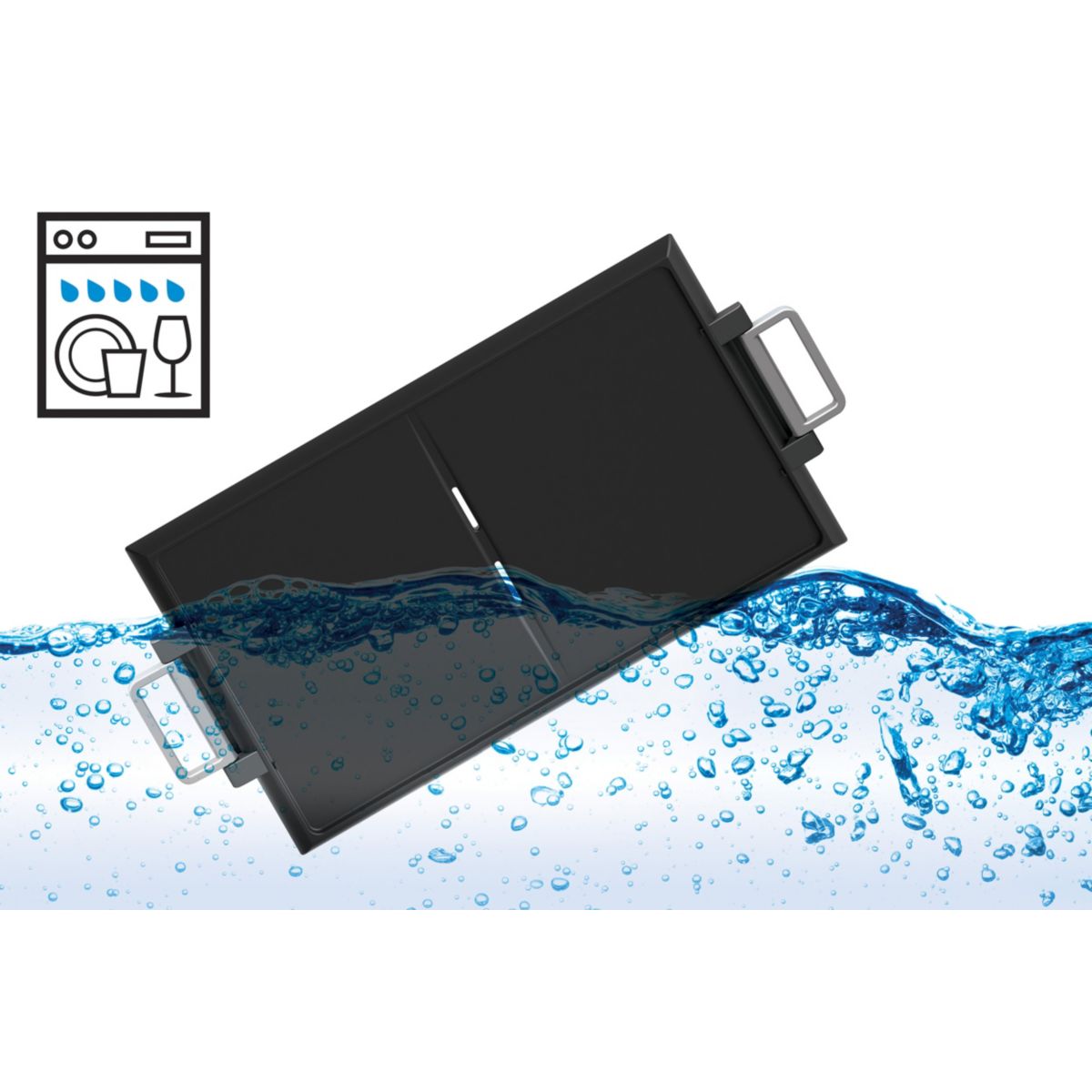 Plancha électrique QPL 650 noir gris à poser, 50x30 cm noir, RIVIERA & BAR