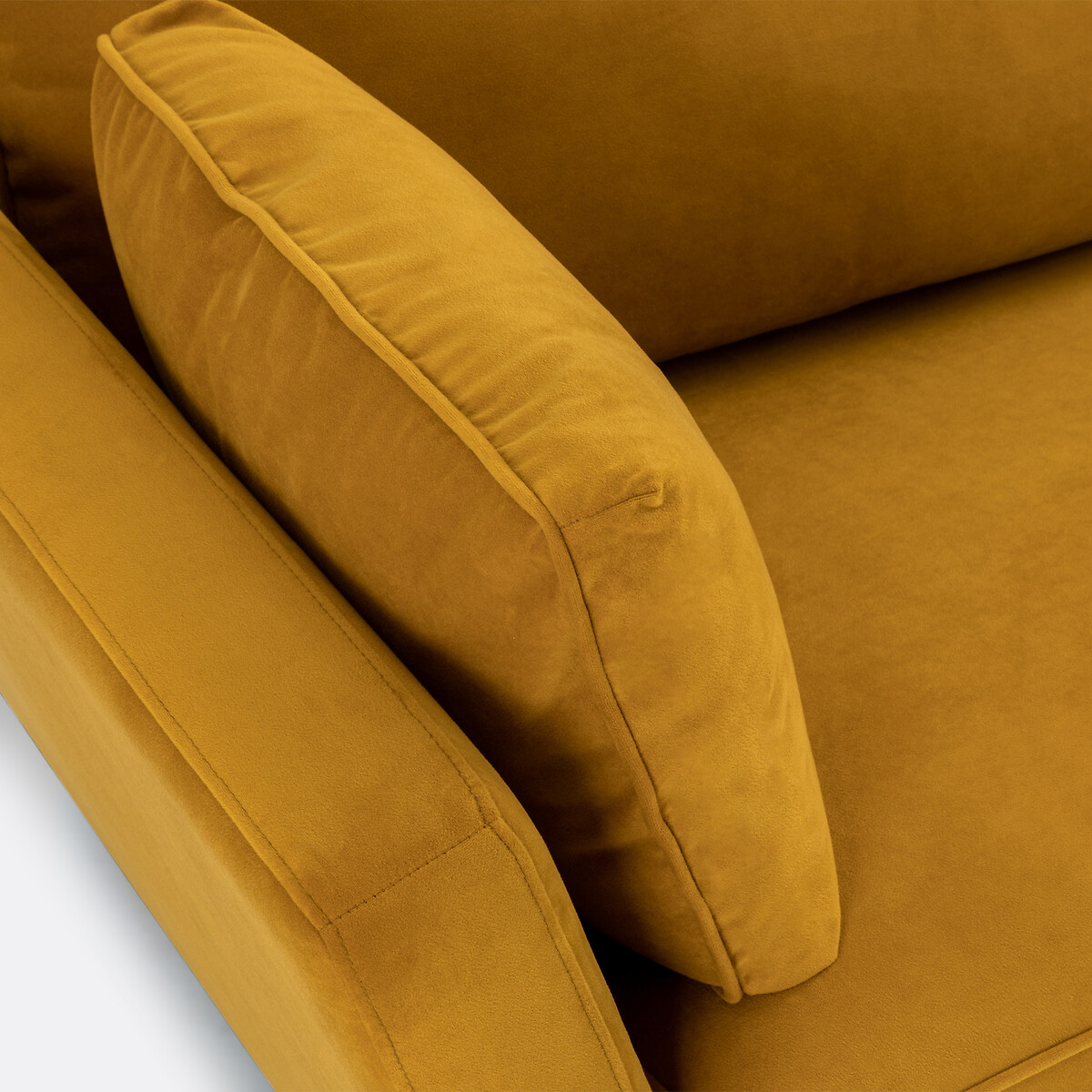Sofá-cama de 4 a 5 lugares, em veludo, Topim ocre, LA REDOUTE INTERIEURS
