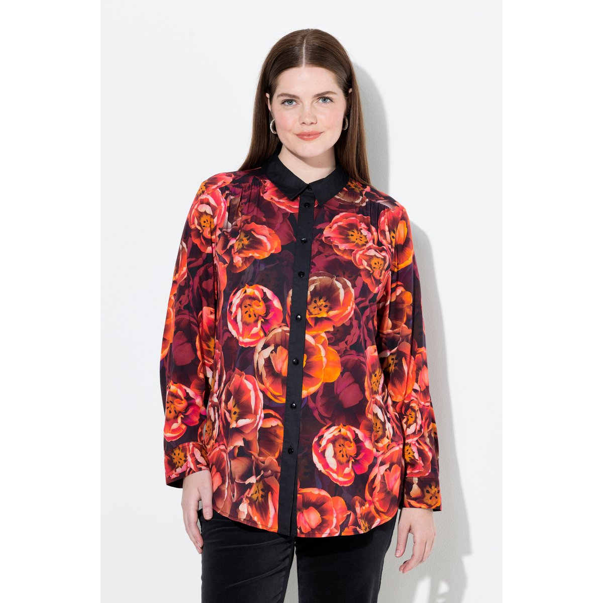 Chemisier motif roses mandarine, ULLA POPKEN