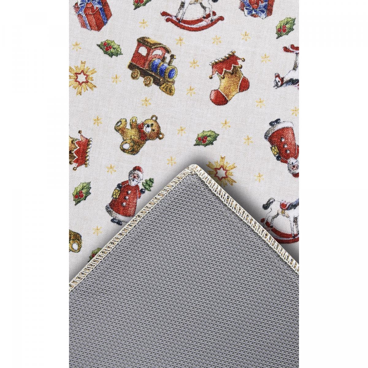Tapis salon ou enfant NOEL, tapis kilim fin et original rouge, beige, vert, UN AMOUR DE TAPIS