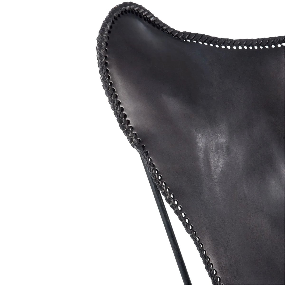 Fauteuil papillon en métal et cuir - ALTO noir, HELLIN, DEPUIS 1862
