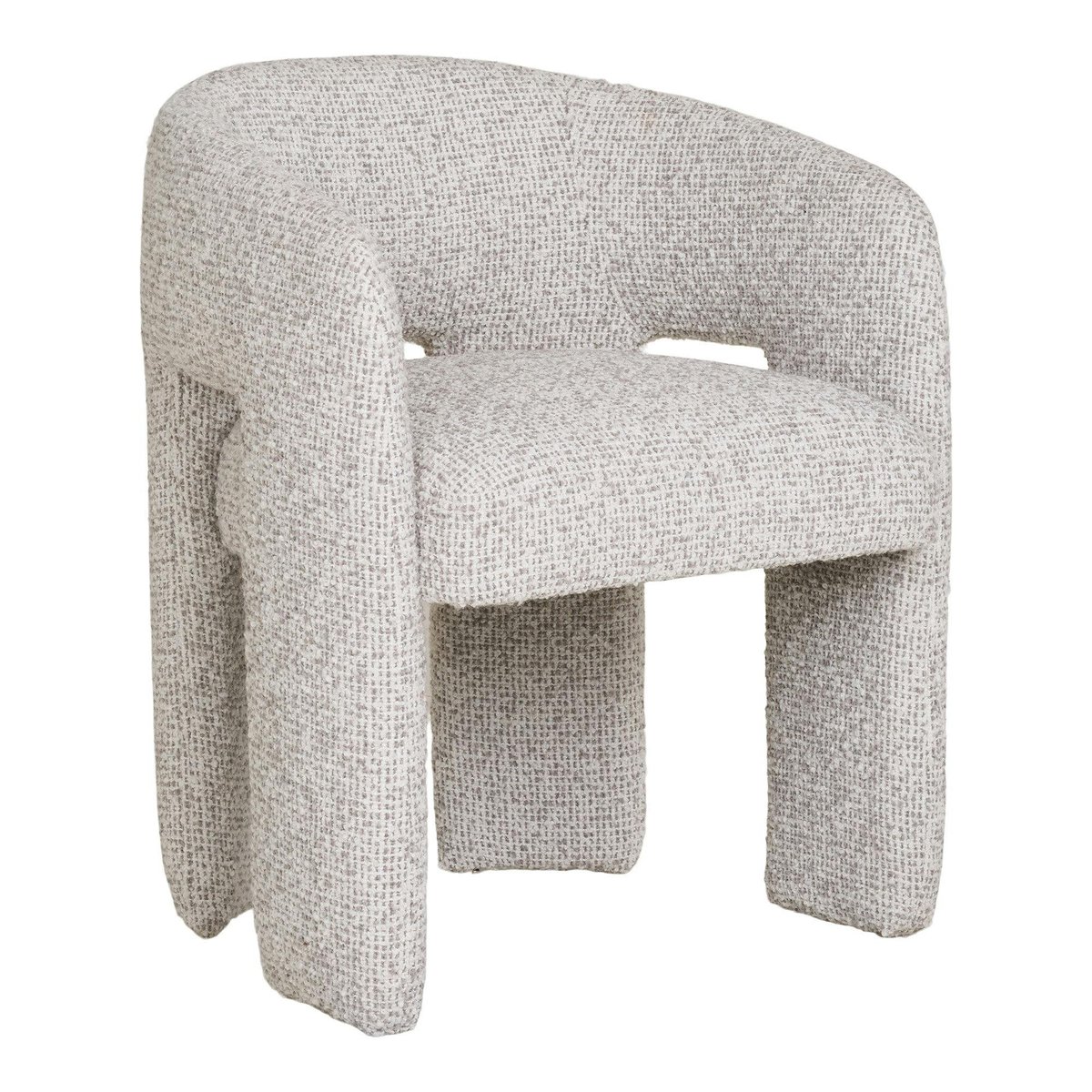 Fauteuil de table en tissu chiné beige TULSA gris, PIER IMPORT
