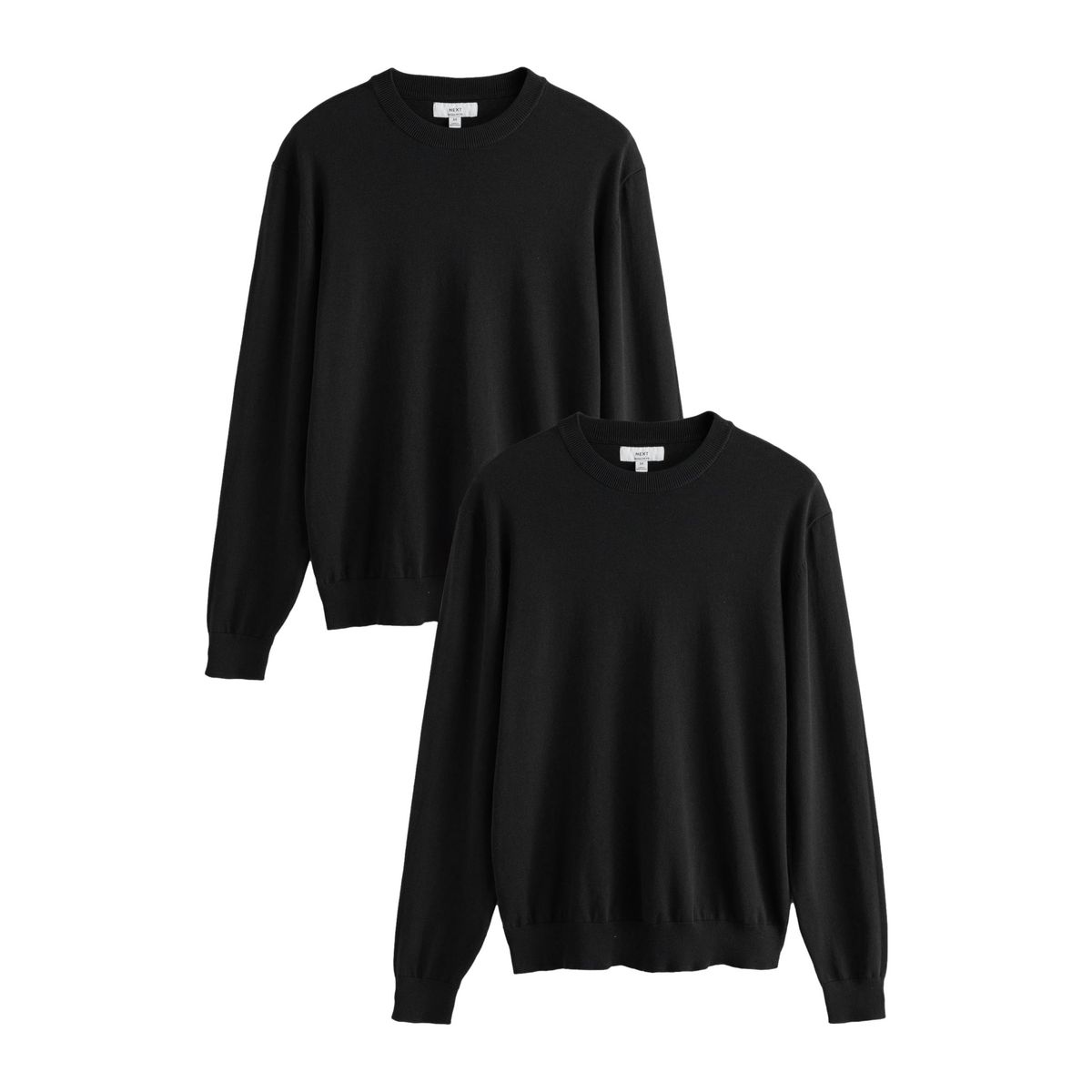 Pull standard en coton majoritaire, lot de 2 noir, NEXT