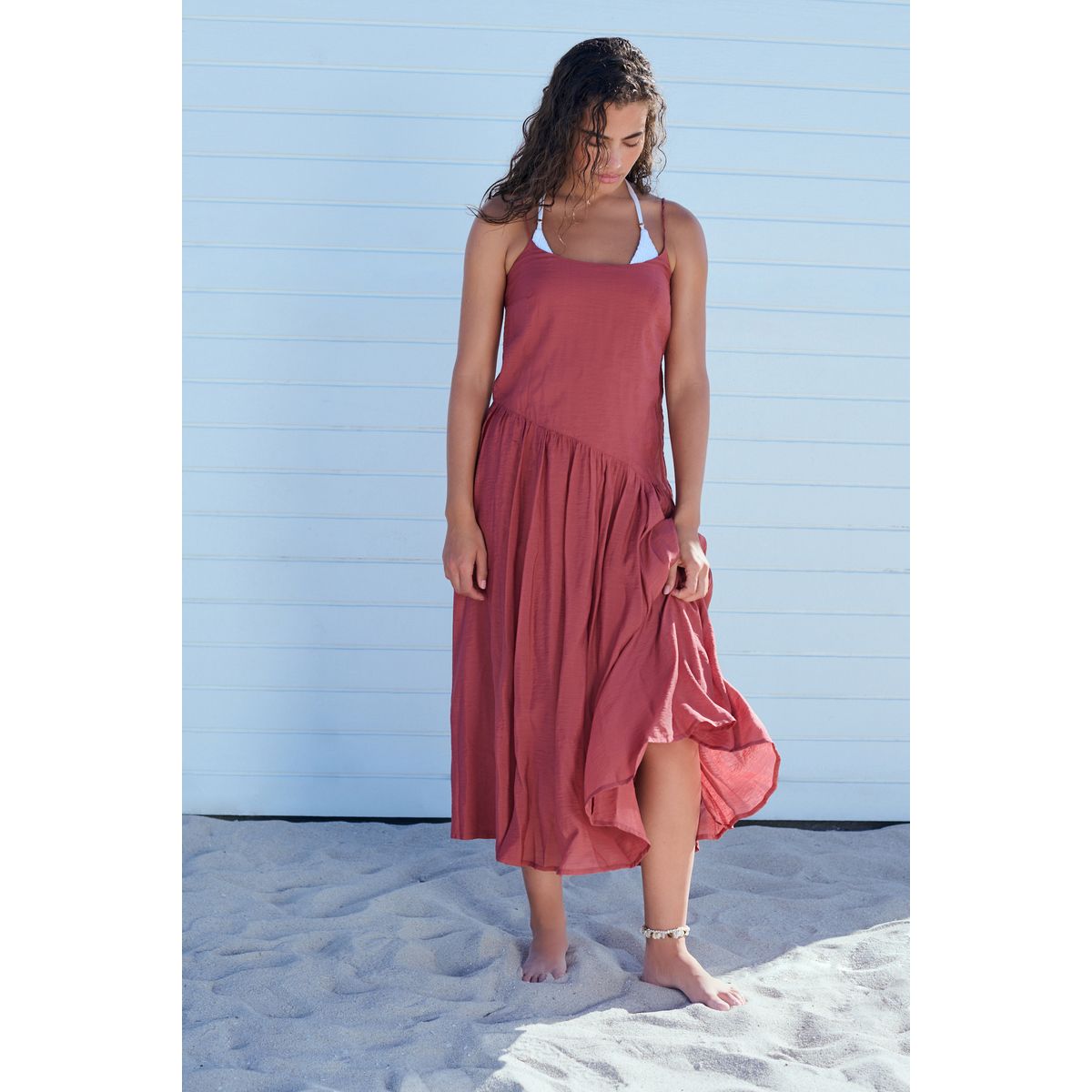 Robe longue style nuisette à taille basse violet prune, NEXT